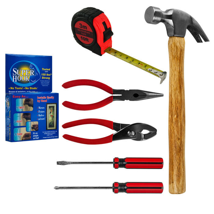 Hang-It-Up Super Hooks & 6 Piece Household Tool Set